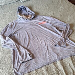 Reel Legends Blue and Tan Hooded Sun Shirt with gator XXL